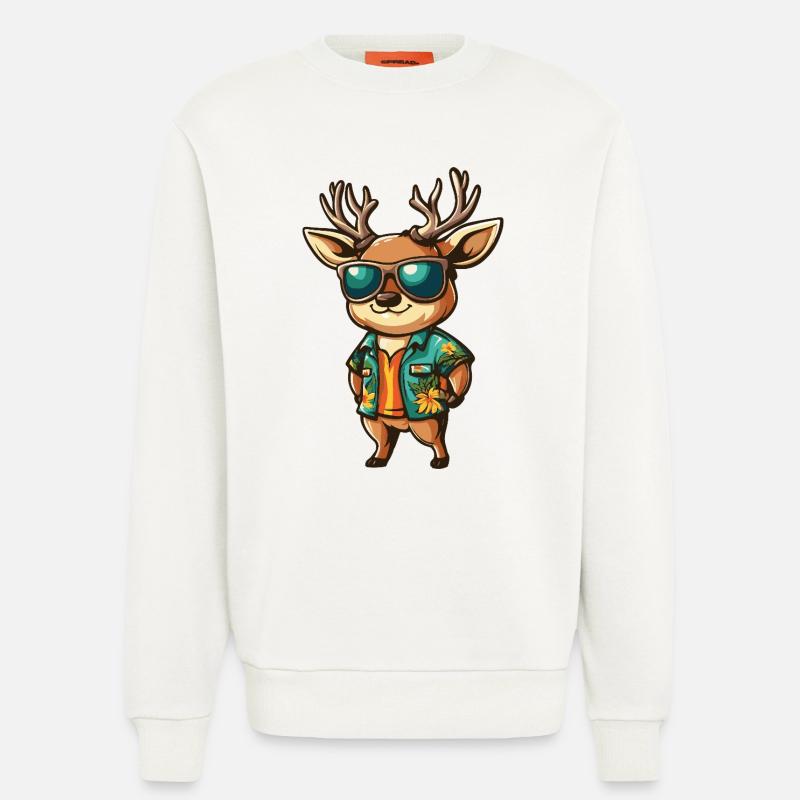 Hirsch Comic Urlaub - Sweatshirt - made by SPREAD  - OFF WHITE