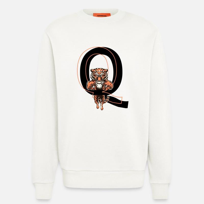 Buchstabe Q Tiger - Geschenkidee - Sweatshirt - made by SPREAD  - OFF WHITE