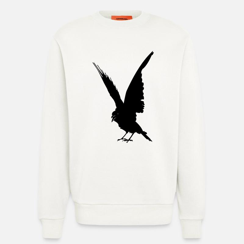 Schwarze Vogelkrähe oder Rabenschattenfigur - Sweatshirt - made by SPREAD  - OFF WHITE