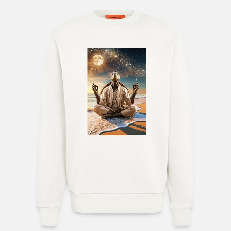 Humanoid Turtle Meditating Under the Moon - Sweatshirt - made by SPREAD - OFF WHITE
