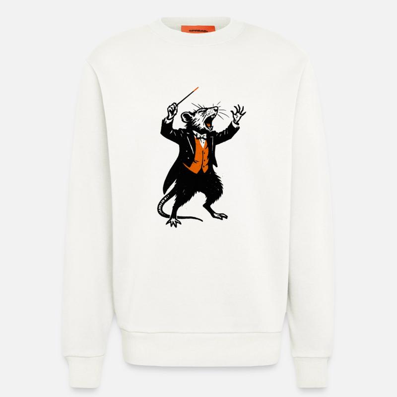 Ratte als Dirigent im Smoking - Sweatshirt - made by SPREAD  - OFF WHITE