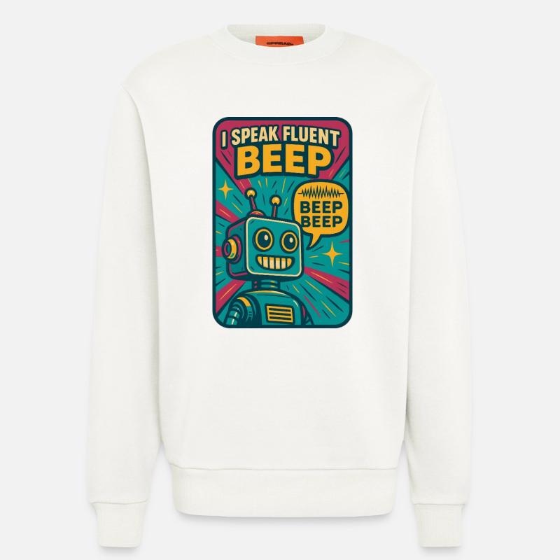 Fließend Beep | Roboter Sci-Fi Nerd - Sweatshirt - made by SPREAD  - OFF WHITE