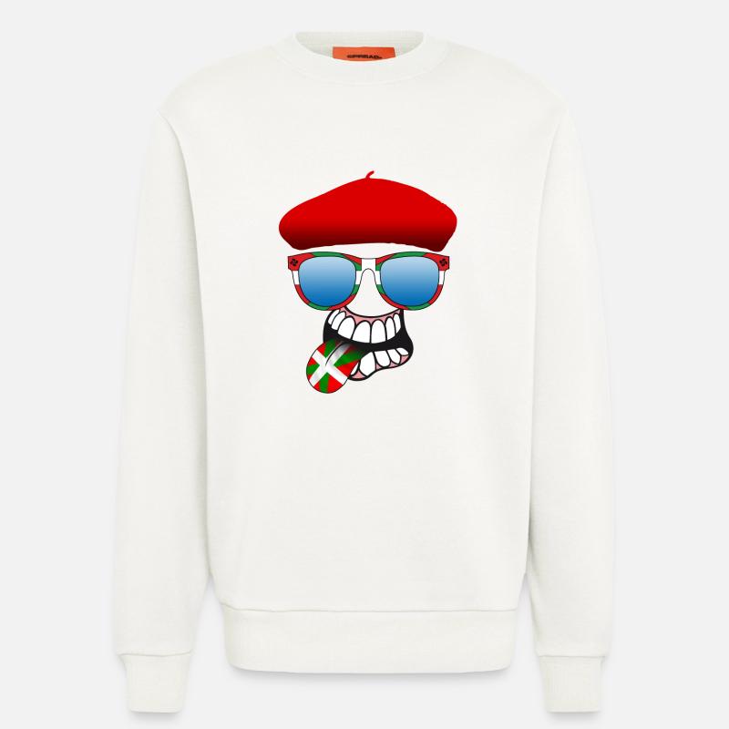 basque smiley 6 - Sweat bio décontracté fabriqué en UE - OFF WHITE
