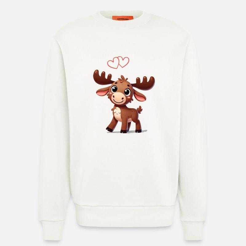 elch comic love - Sweatshirt - made by SPREAD  - OFF WHITE