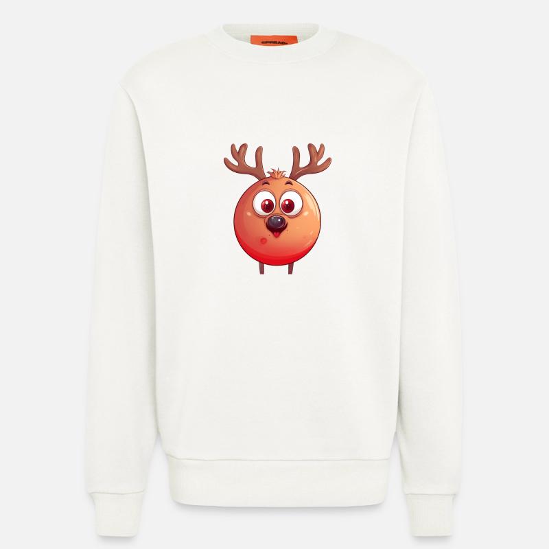 Rundes Rentier-Weihnachtskugel Comic Design - Sweatshirt - made by SPREAD  - OFF WHITE