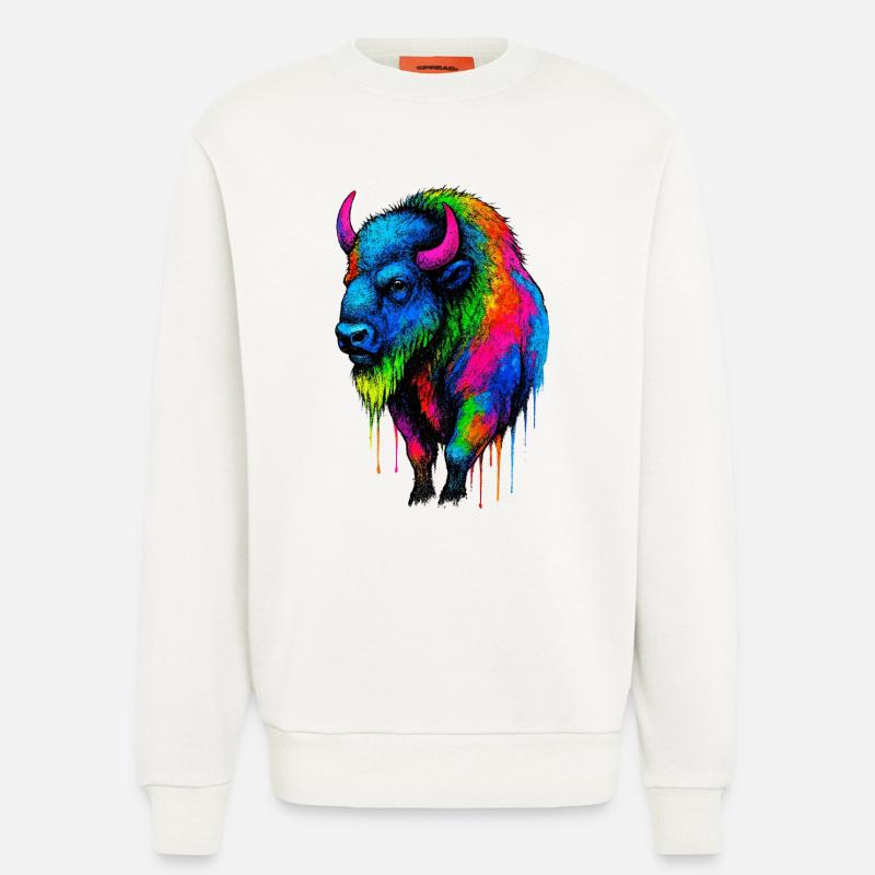 Bunter Bison Farbexplosion - Sweatshirt - made by SPREAD  - OFF WHITE