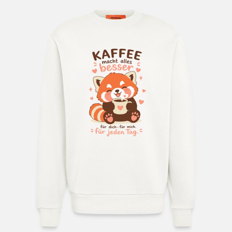 Roter Panda mit Kaffee - Sweatshirt - made by SPREAD  - OFF WHITE