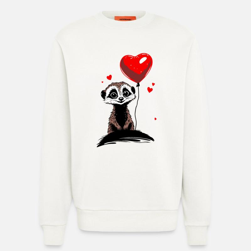 Erdmännchen Herz Luftballon - Heartful Creatures - Sweatshirt - made by SPREAD  - OFF WHITE