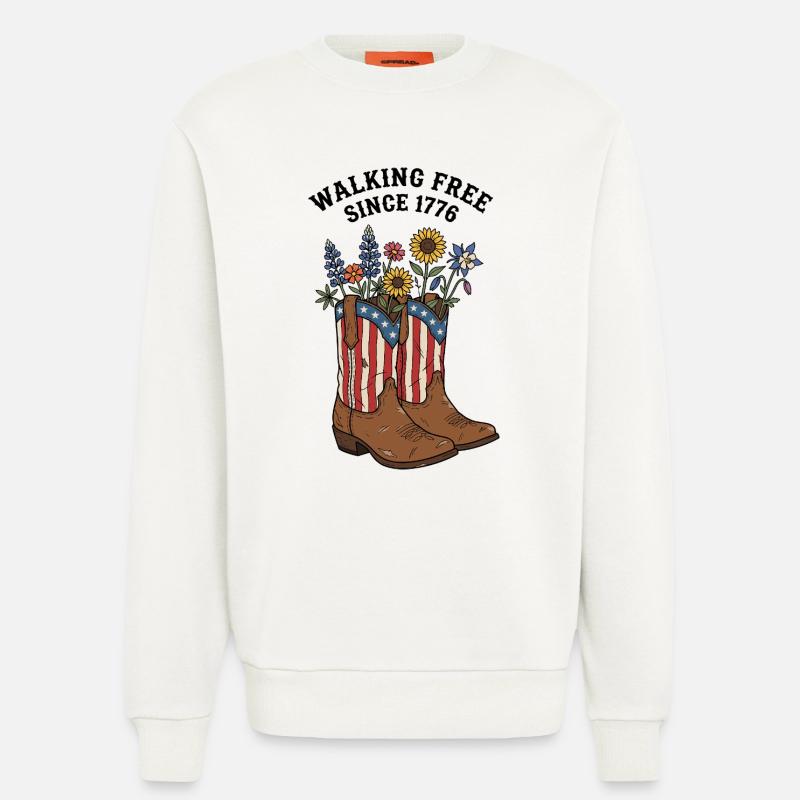 Walking Free Since 1776 Stiefel - Sweatshirt - made by SPREAD  - OFF WHITE