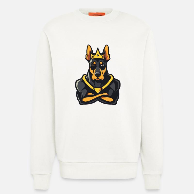 Dobermann Hund Comic Krone - Sweatshirt - made by SPREAD  - OFF WHITE