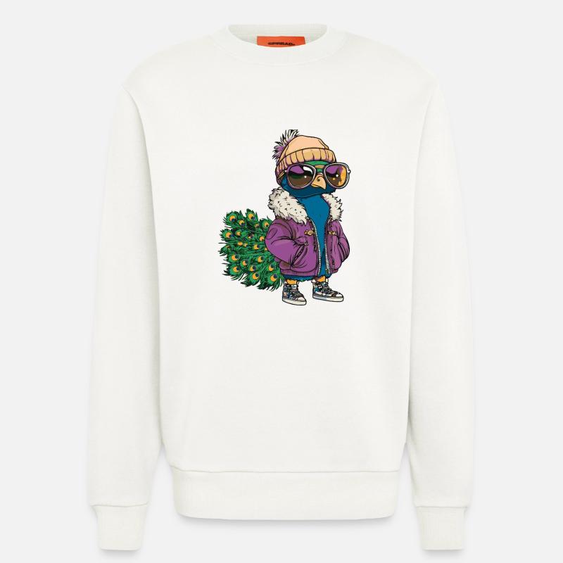 Peacock Bird Cool Comic - Sweatshirt - made by SPREAD  - OFF WHITE