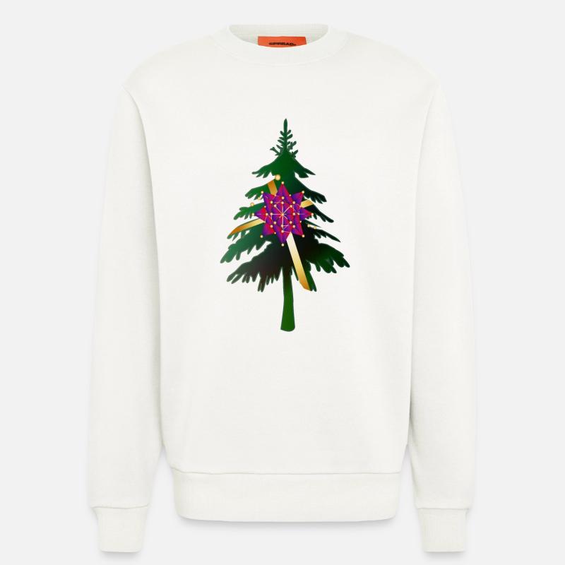 Christbaum oder Weihnachtsbaum & Geschenkschleife - Sweatshirt - made by SPREAD  - OFF WHITE