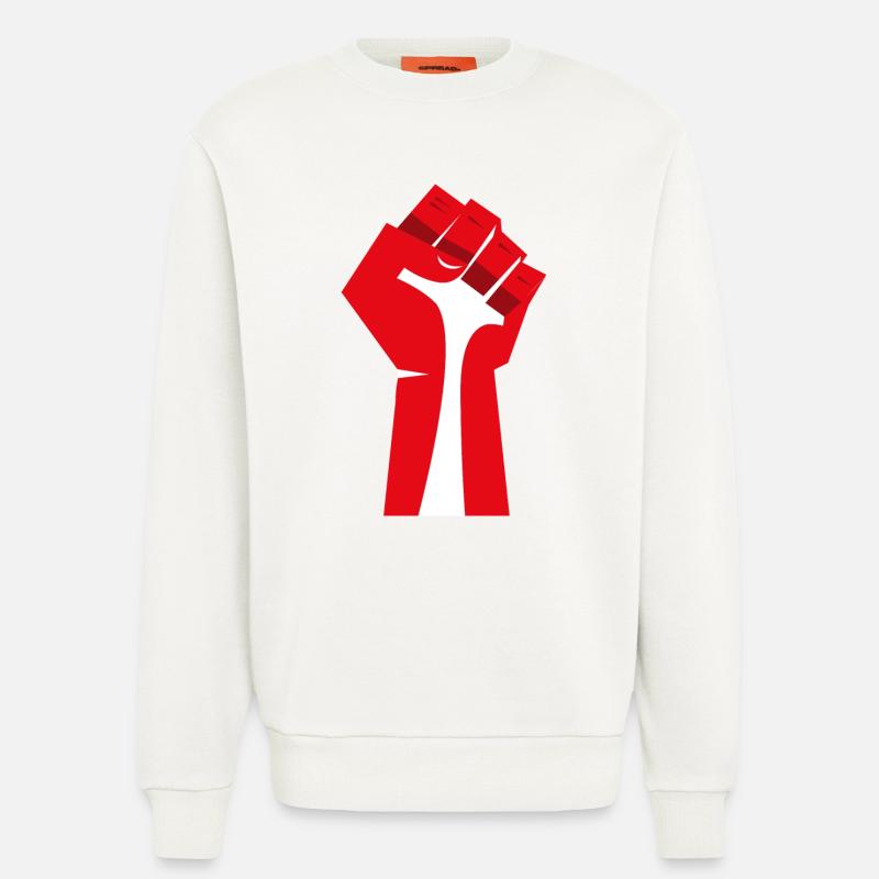 Die erhobene Faust (rot, weiß) - Sweatshirt - made by SPREAD  - OFF WHITE
