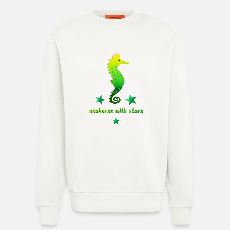 grünes Seepferdchen mit Sternchen - Sweatshirt - made by SPREAD  - OFF WHITE