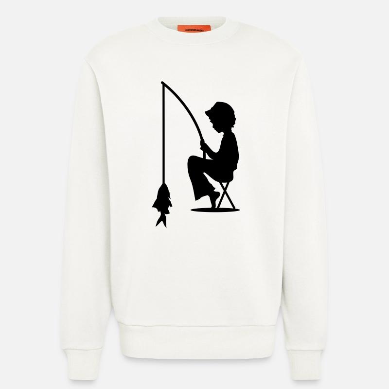 Junge angelt einen Fisch - Sweatshirt - made by SPREAD  - OFF WHITE