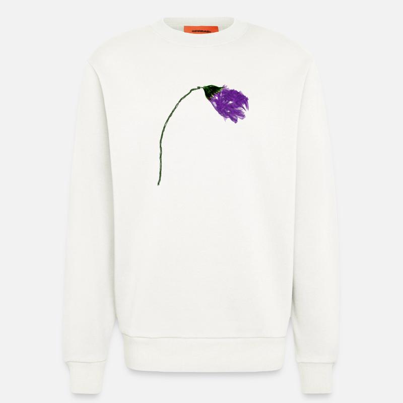 Fleur de violette à surface abstraite - Sweat bio décontracté fabriqué en UE - OFF WHITE
