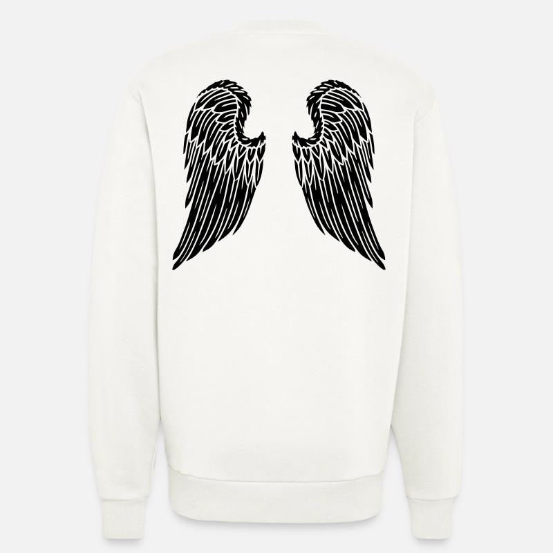 Ailes anges ailes dos - Sweat bio décontracté fabriqué en UE - OFF WHITE