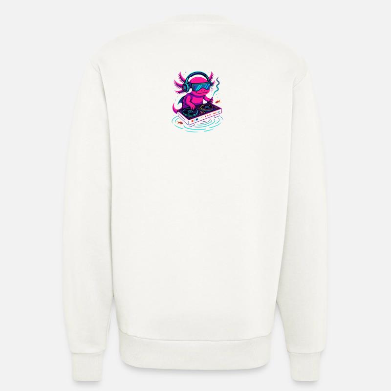 DJ-Axolotl mit Cyperpunk Vibe - Sweatshirt - made by SPREAD  - OFF WHITE