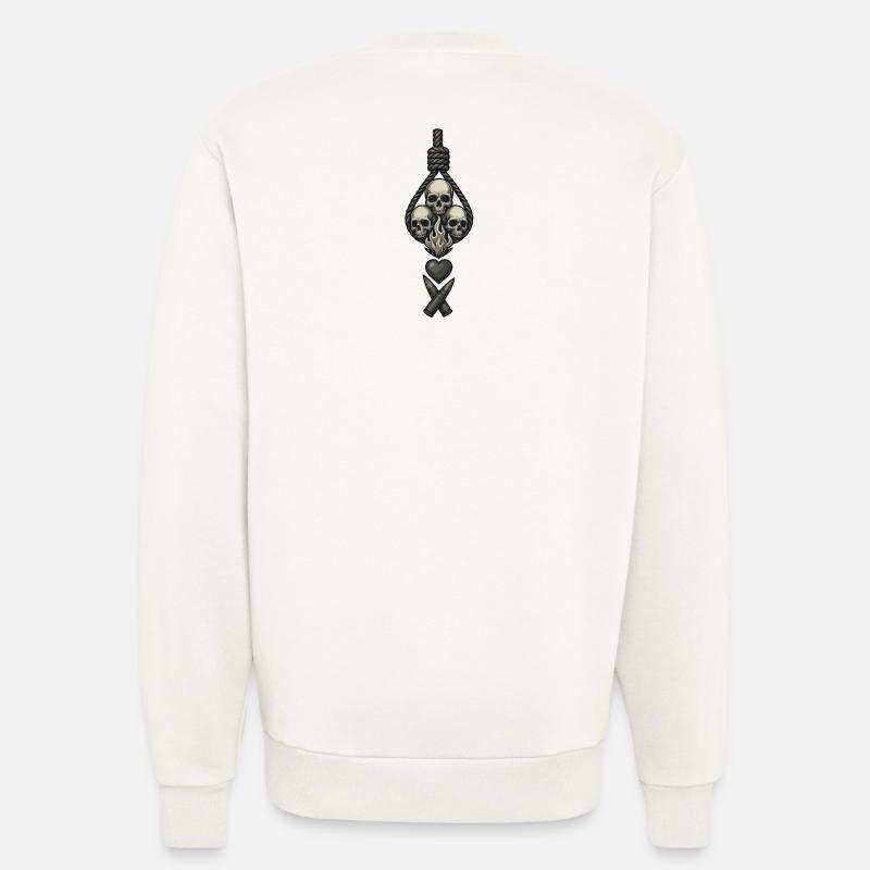 Collection Avi – Crânes et flammes - Sweat bio décontracté fabriqué en UE - OFF WHITE