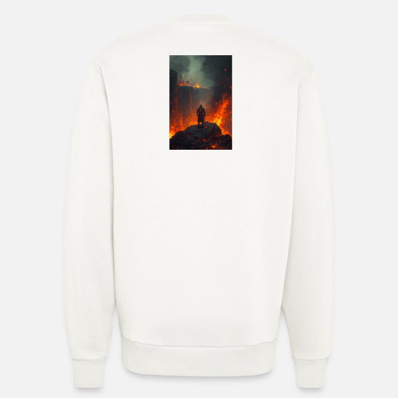 Flammender Ritter am Lavafeld - Sweatshirt - made by SPREAD  - OFF WHITE