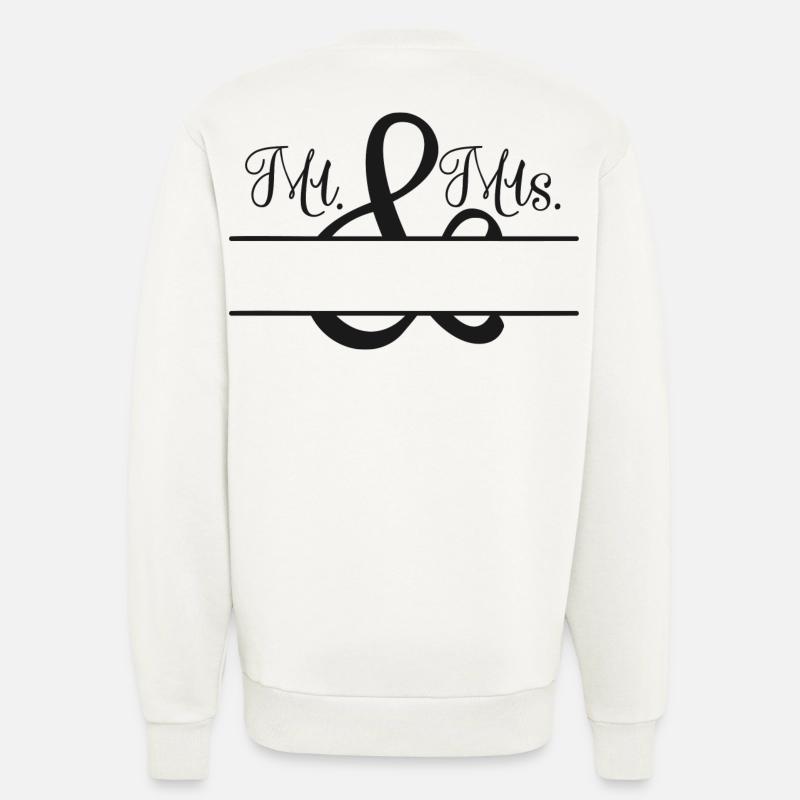 Mr. & Mrs. + Nom à personnaliser - Sweat bio décontracté fabriqué en UE - OFF WHITE