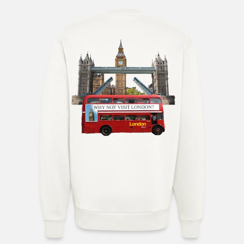 Collage de monuments de Londres - Sweat bio décontracté fabriqué en UE - OFF WHITE