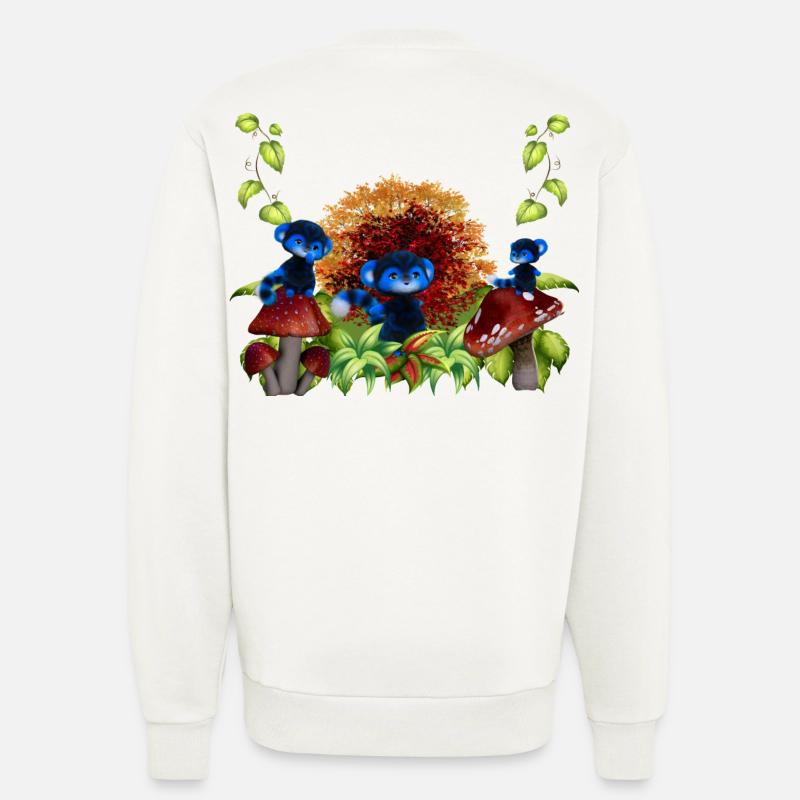 Herbstwald-Blaue Affen - Sweatshirt - made by SPREAD  - OFF WHITE