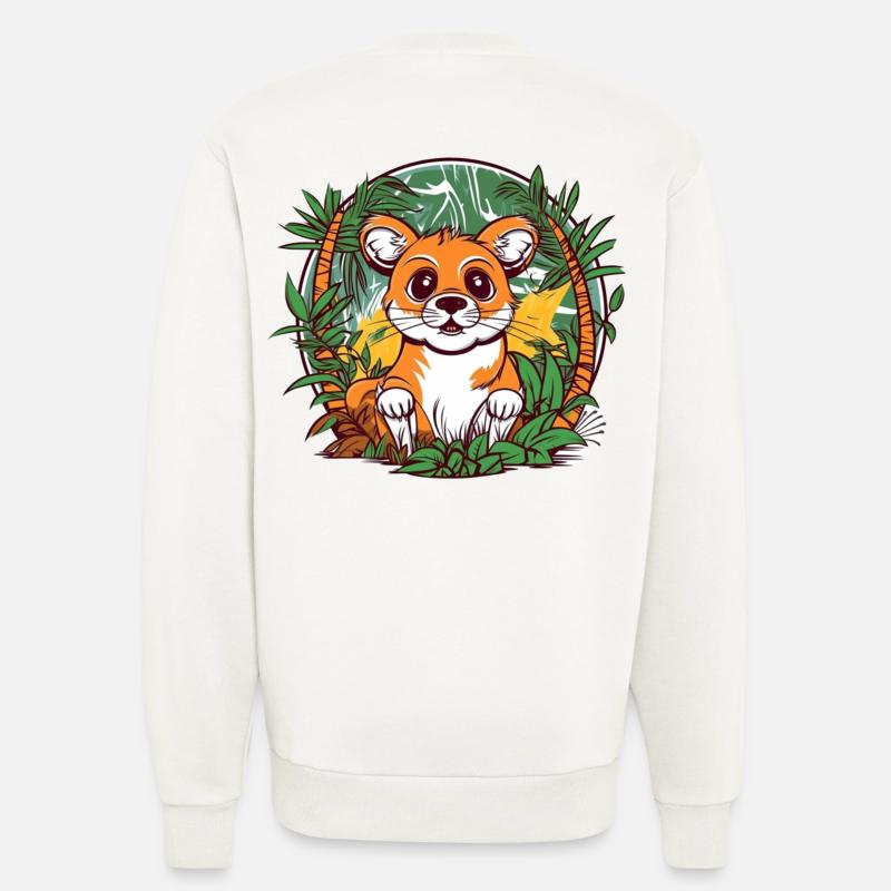 Süßer Dschungel-Kätzchenillustration - Sweatshirt - made by SPREAD  - OFF WHITE