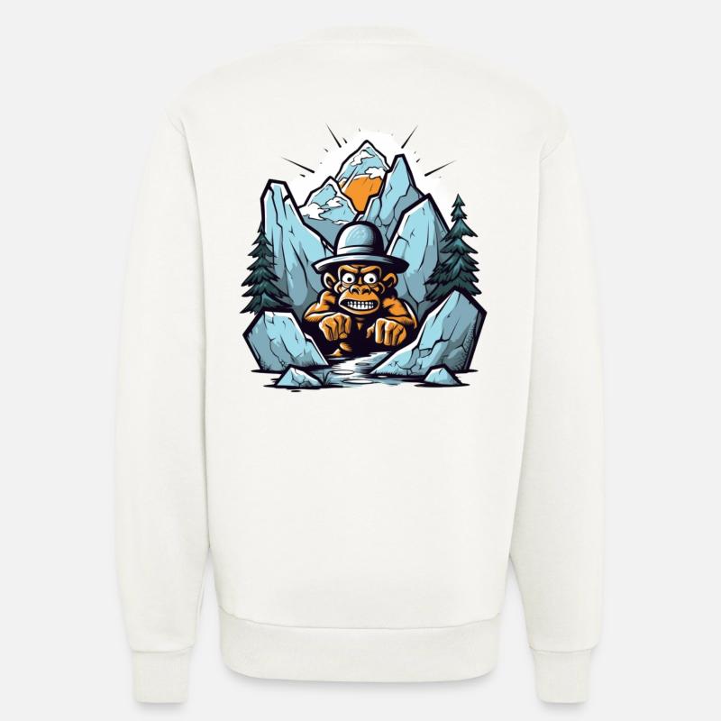 Abstract mountain gorilla with hat - Sweatshirt - made by SPREAD  - OFF WHITE