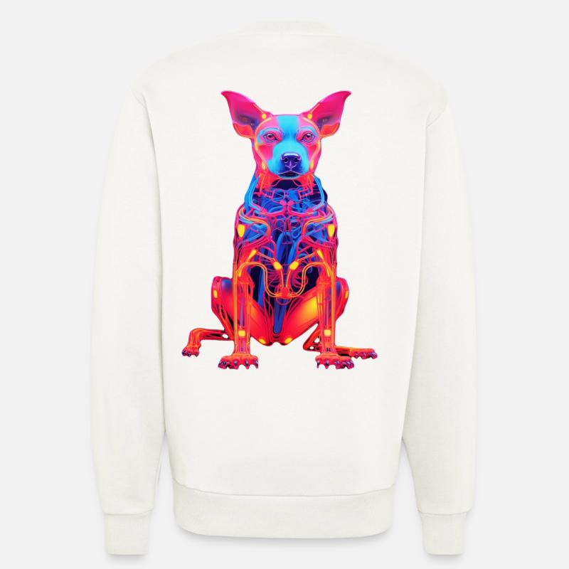 Neon Hund mit Tech-Design - Sweatshirt - made by SPREAD  - OFF WHITE