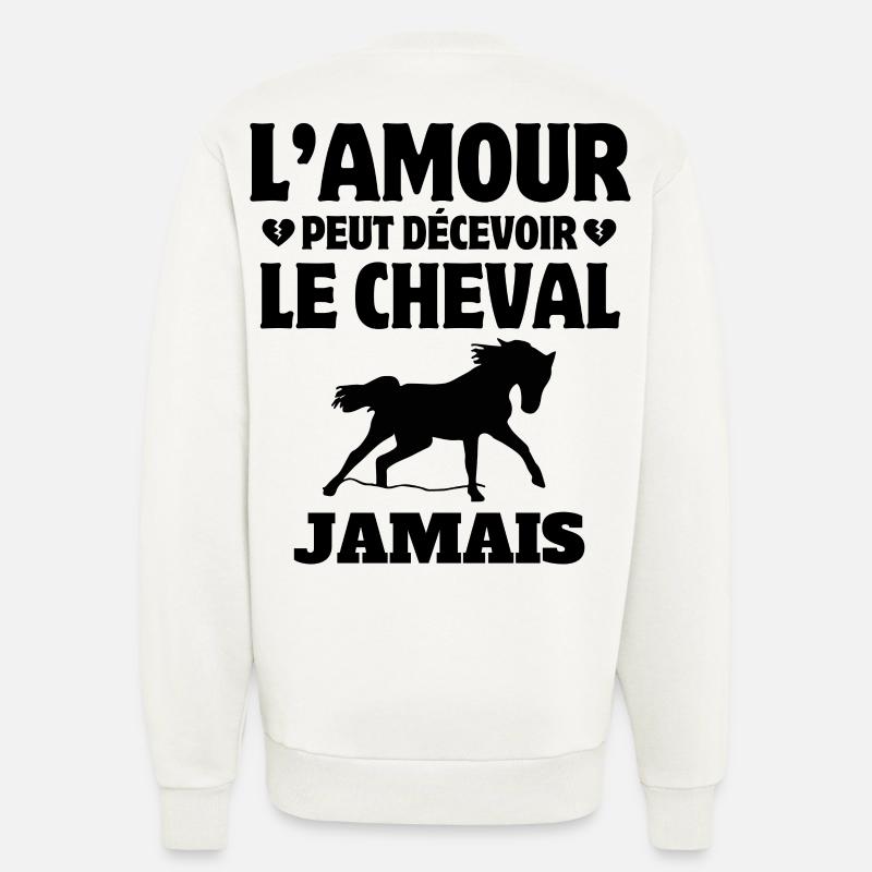 cheval, fan de cheval, cavalier - Sweat bio décontracté fabriqué en UE - OFF WHITE
