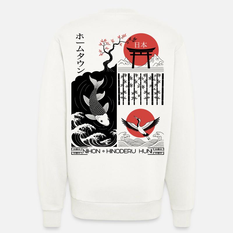 Kranich, Koi - Japan - Sweatshirt - made by SPREAD  - OFF WHITE