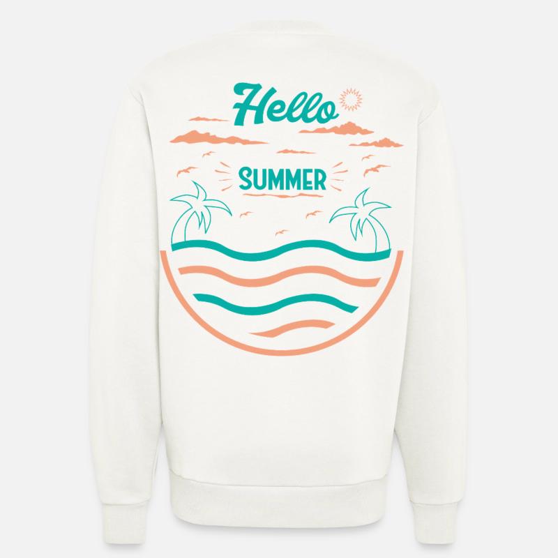 Conception de plage de palmiers d’été - Sweat bio décontracté fabriqué en UE - OFF WHITE