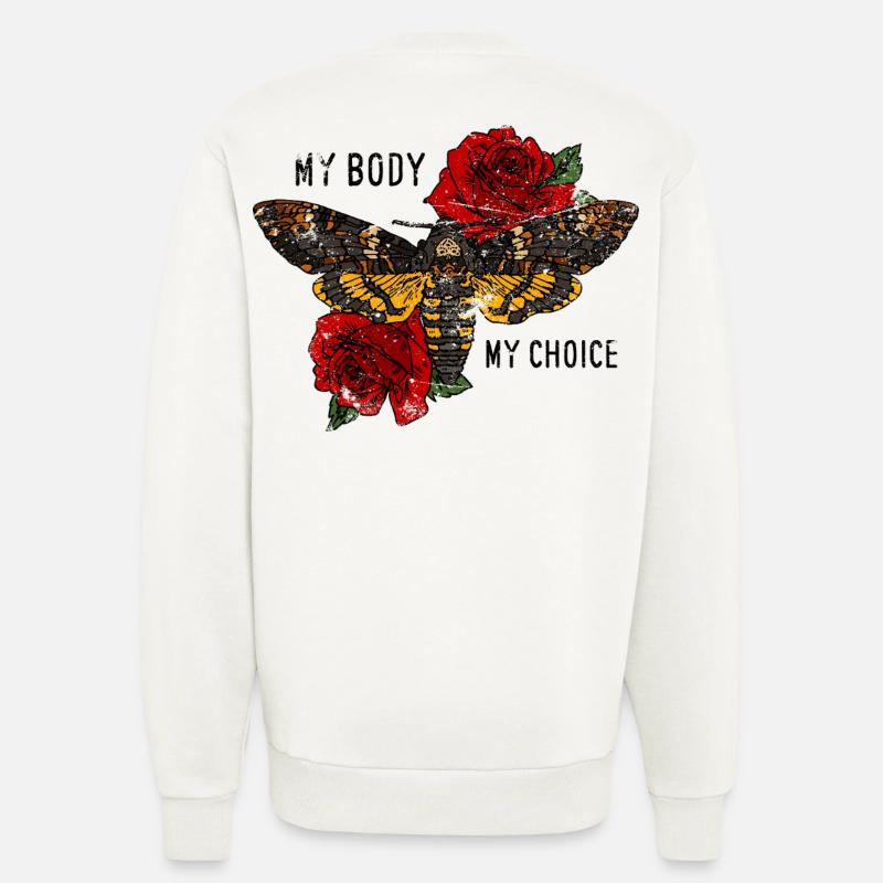 Tarentule papillon avec des roses - Sweat bio décontracté fabriqué en UE - OFF WHITE