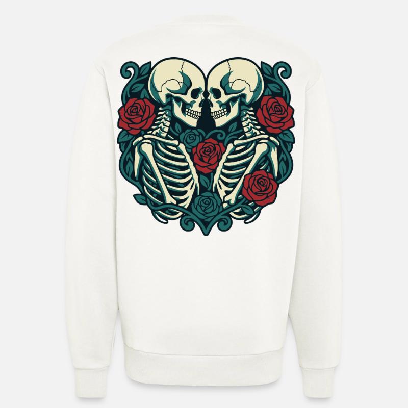 Herz-Skelett mit Rosen Pair - Sweatshirt - made by SPREAD  - OFF WHITE