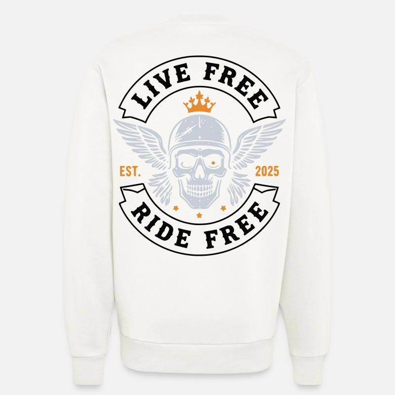 Vie gratuite gratuite – Skull Biker - Sweat bio décontracté fabriqué en UE - OFF WHITE