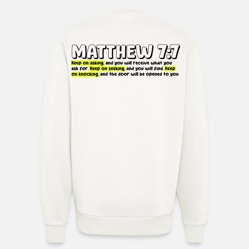 Matthäus 7:7 | Bibelzitat - Sweatshirt - made by SPREAD  - OFF WHITE