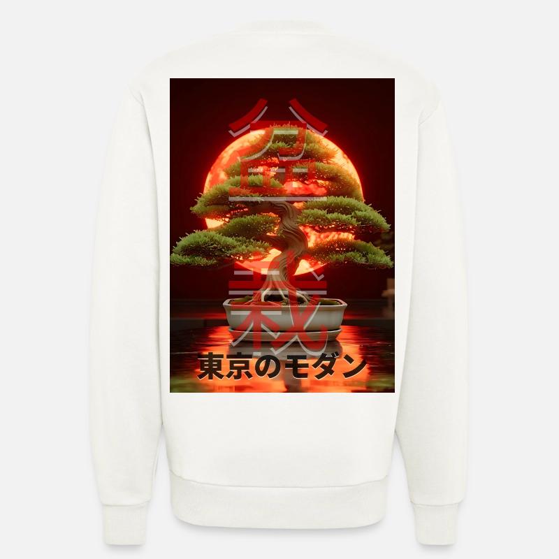 Bonsaï Red Suns Panneau d’écriture japonais - Sweat bio décontracté fabriqué en UE - OFF WHITE