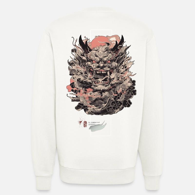 Oni Rising - Japan Maske Samurai - Sweatshirt - made by SPREAD  - OFF WHITE