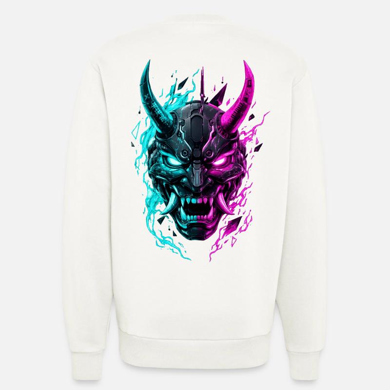 Neon Cyber Oni Mask - Sweatshirt - made by SPREAD  - OFF WHITE
