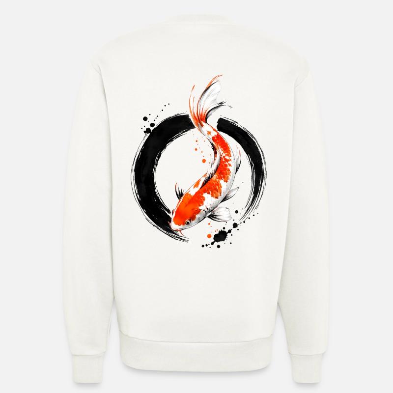 Zen Koi Ink Circle - Sweatshirt - made by SPREAD  - OFF WHITE