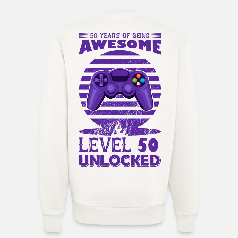 Motif de manette de jeu rétro - Sweat bio décontracté fabriqué en UE - OFF WHITE