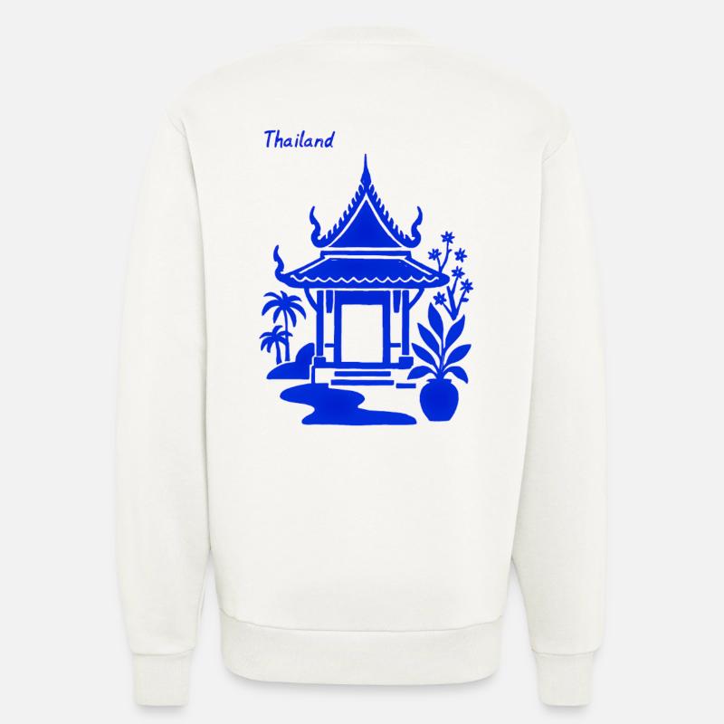 Blauer Thailändischer Pavillon - Sweatshirt - made by SPREAD  - OFF WHITE