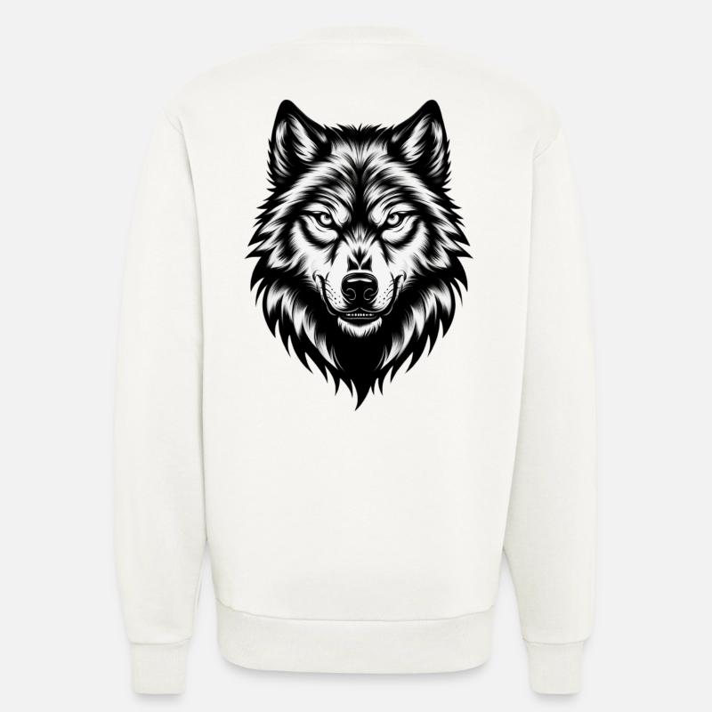 Wilder Wolfskopf – Black & White - Sweatshirt - made by SPREAD  - OFF WHITE