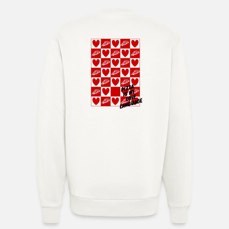 Checkerboard Hearts and Pizza - Sweatshirt - made by SPREAD - OFF WHITE
