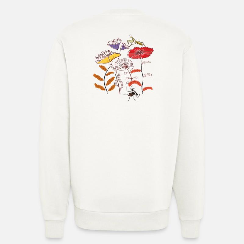 Fleurs de jardin avec des insectes - Sweat bio décontracté fabriqué en UE - OFF WHITE