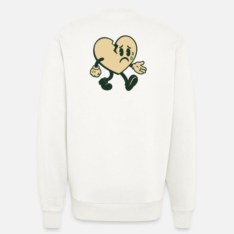 Broken heart with sad expression - Sweatshirt - made by SPREAD  - OFF WHITE