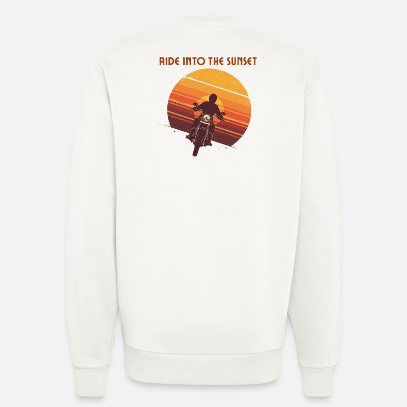 Motard au coucher du soleil - Sweat bio décontracté fabriqué en UE - OFF WHITE