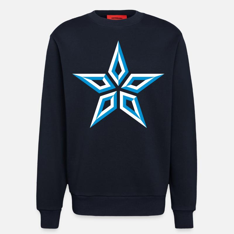 Star Design (Five-Pointed / Blue White) - Sweatshirt - made by SPREAD - DARK NAVY
