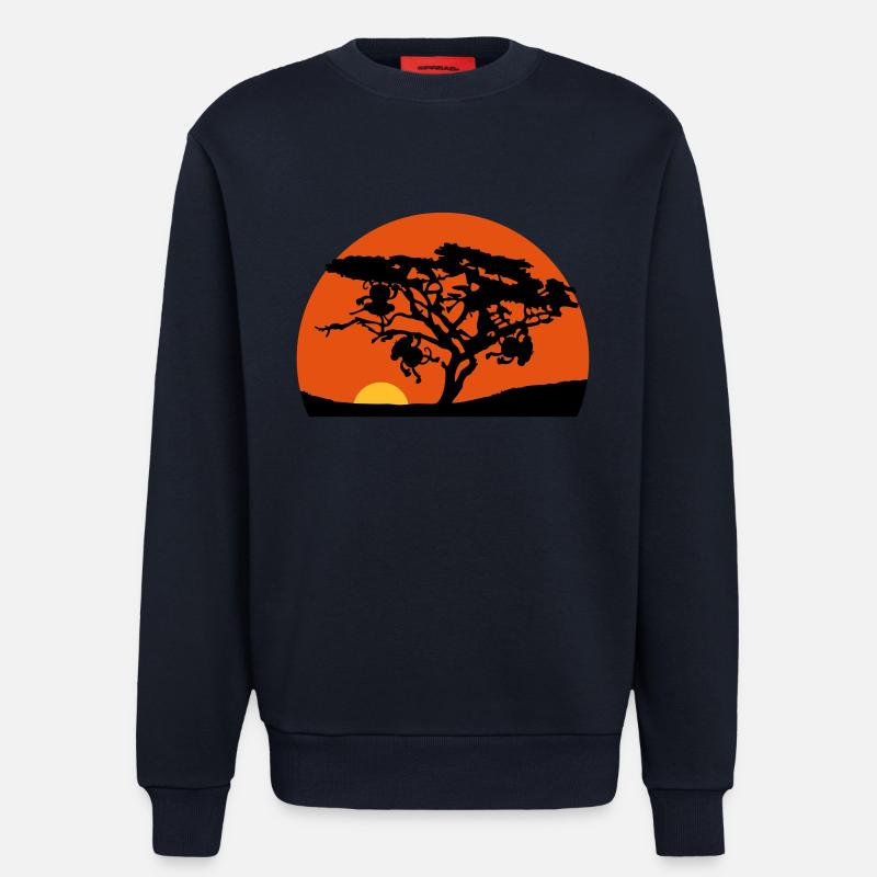 Africa tree sunset monkey - Sweatshirt - made by SPREAD  - DARK NAVY